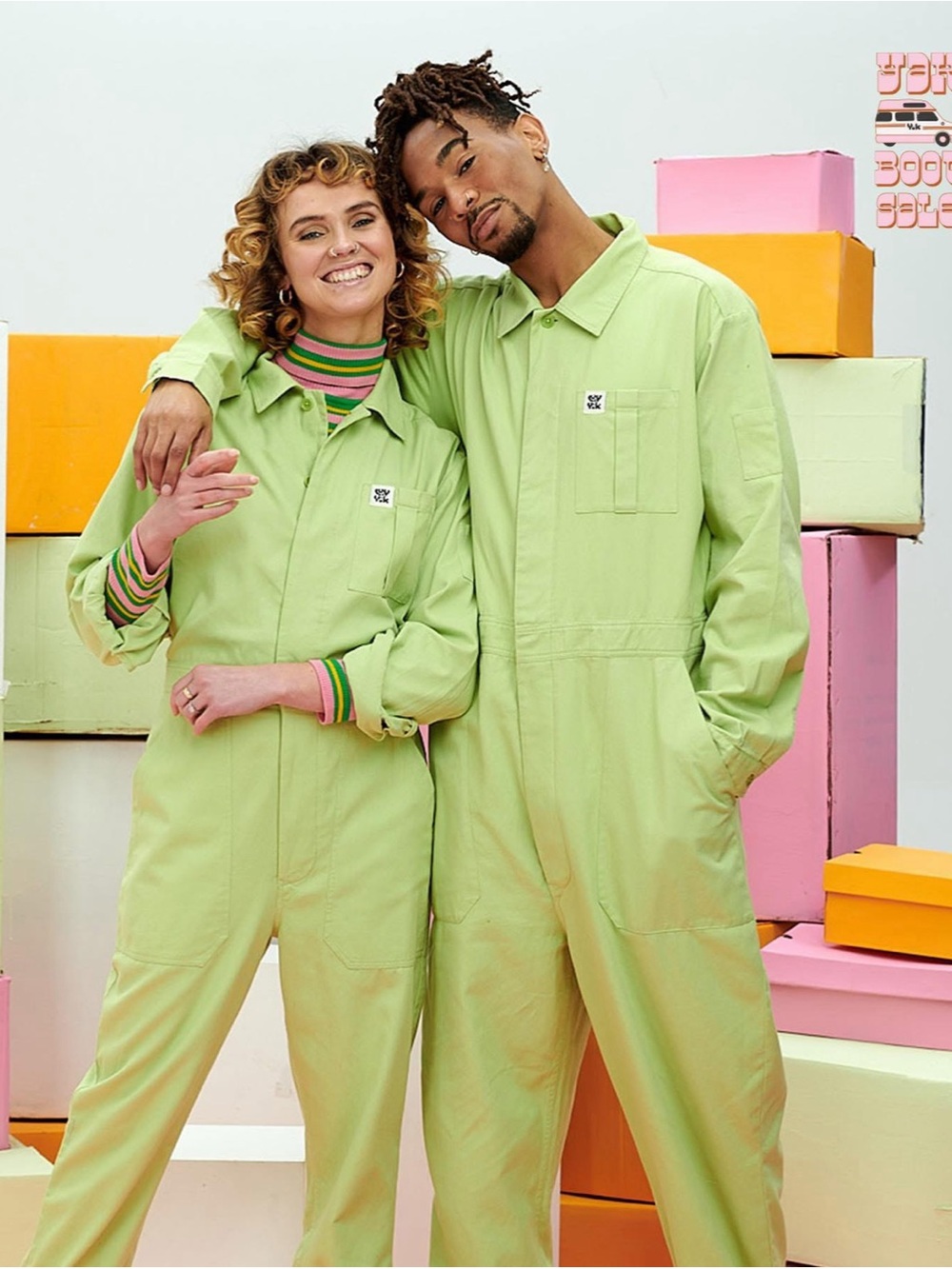 Lucy & Yak Jumpsuit Boilersuit Carmen Organic Cotton Long Sleeve Leaf Green Sz M